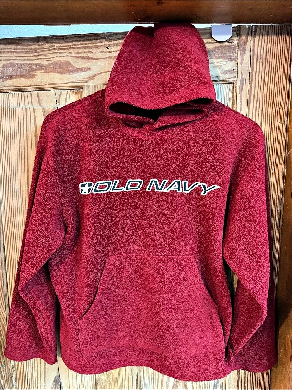 Vintage Old Navy burgundy Red Fleece Pullover Hoodie Size 12
